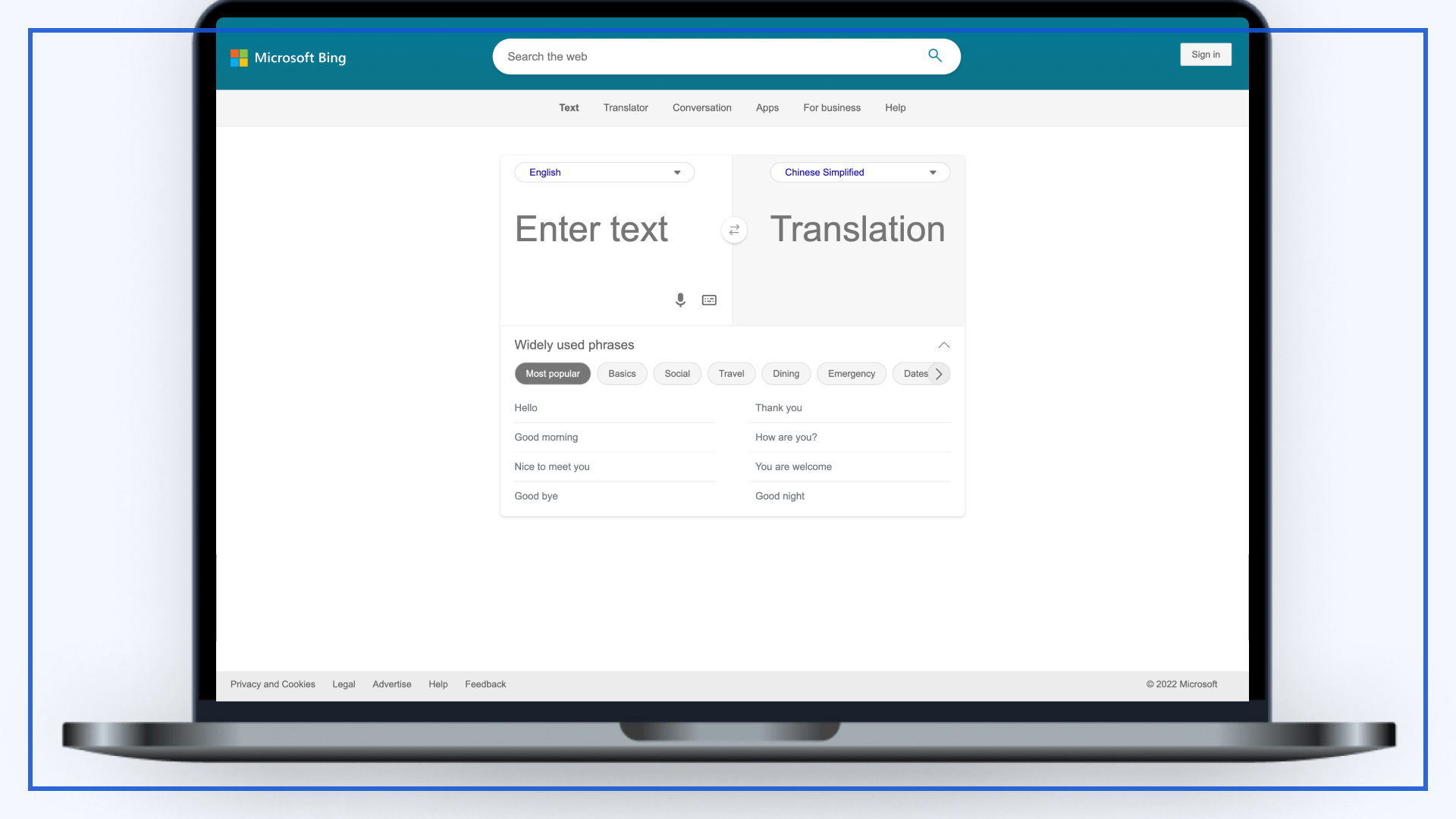 Microsoft Bing Translation Service